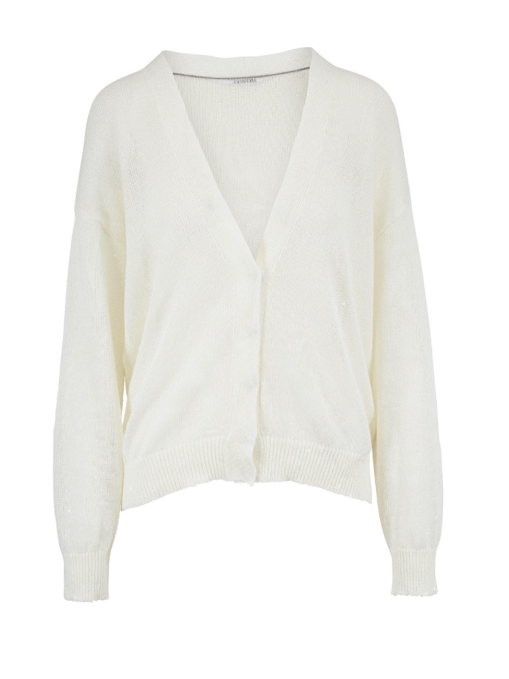 NWT 🌟BRUNELLO CUCINELLI🌟 V NECK LINEN SILK SEQUIN CARIDGAN IVORY SZ M